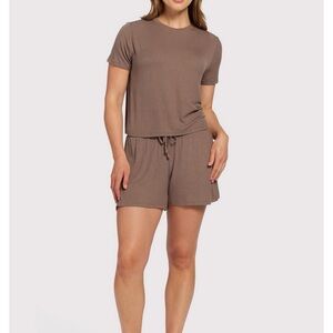 Nuuds Mocha Ribbed Pajama Short Set